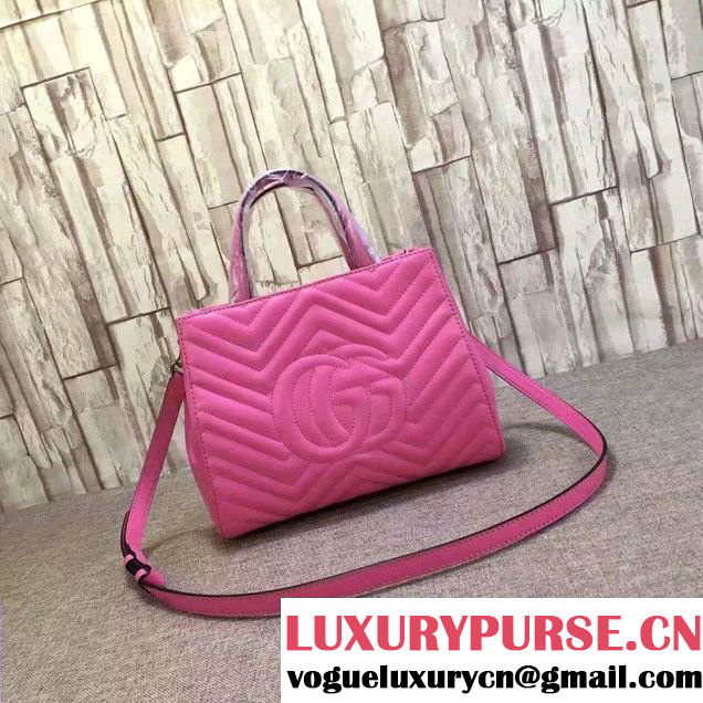Gucci GG Marmont Matelassé Chevron Top Handle Small Bag 448054 Fushia 2016
