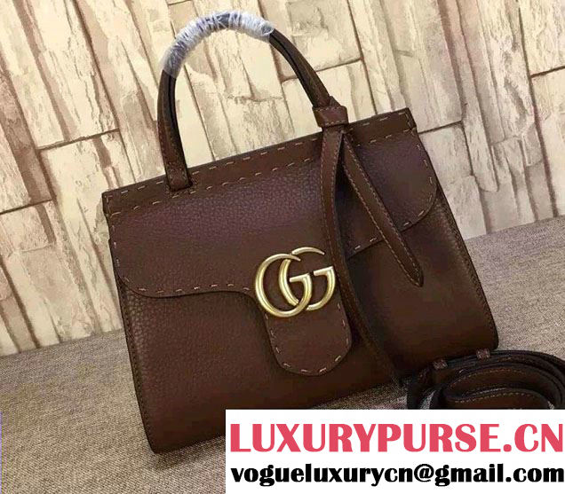 Gucci GG Marmont Leather Top Handle Mini Bag 442622 Coffee 2016