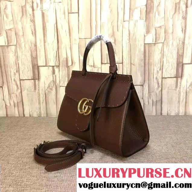 Gucci GG Marmont Leather Top Handle Mini Bag 442622 Coffee 2016