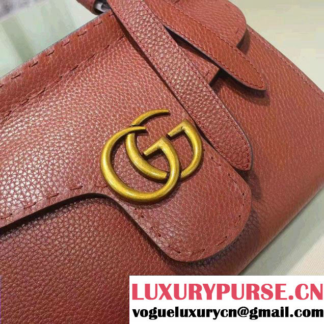 Gucci GG Marmont Leather Top Handle Mini Bag 442622 Brown 2016