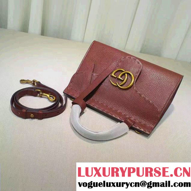Gucci GG Marmont Leather Top Handle Mini Bag 442622 Brown 2016