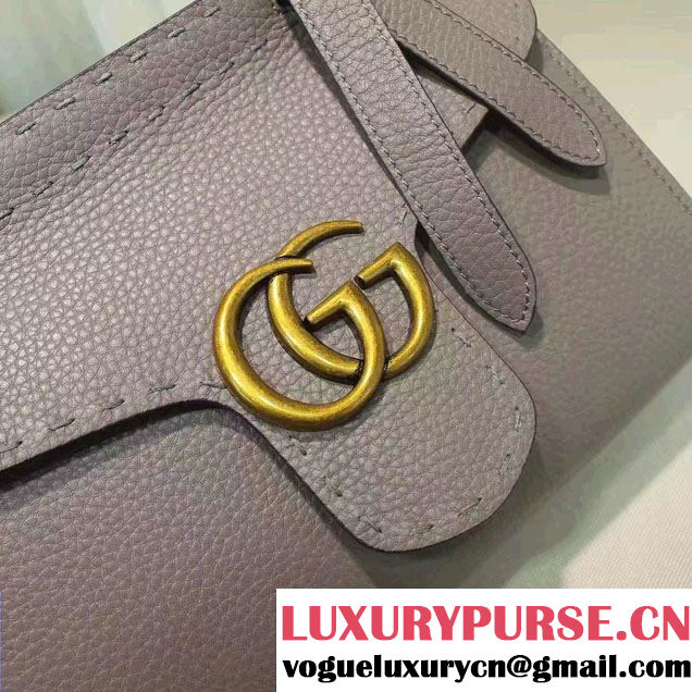 Gucci GG Marmont Leather Top Handle Mini Bag 442622 Gray 2016