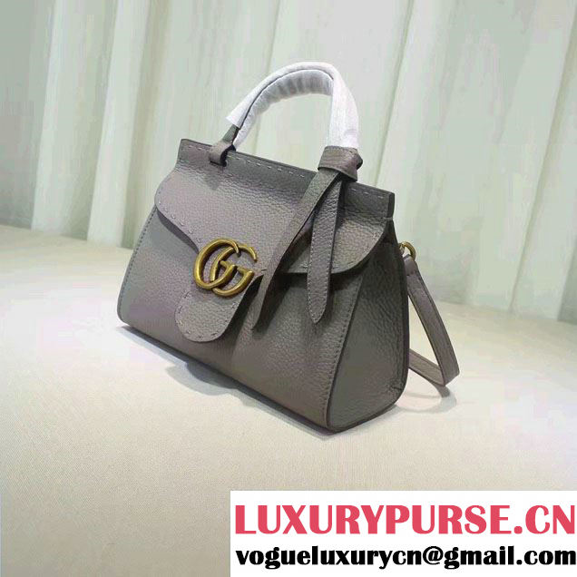 Gucci GG Marmont Leather Top Handle Mini Bag 442622 Gray 2016