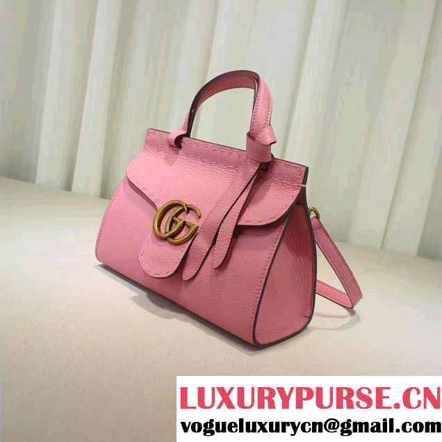 Gucci GG Marmont Leather Top Handle Mini Bag 442622 Pink 2016