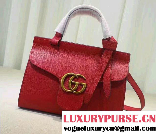 Gucci GG Marmont Leather Top Handle Mini Bag 442622 Red 2016