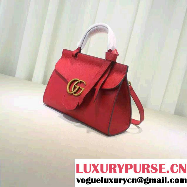 Gucci GG Marmont Leather Top Handle Mini Bag 442622 Red 2016