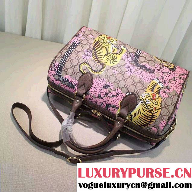 Gucci Bengal Top Handle Medium Boston Bag 409527 Pink 2016
