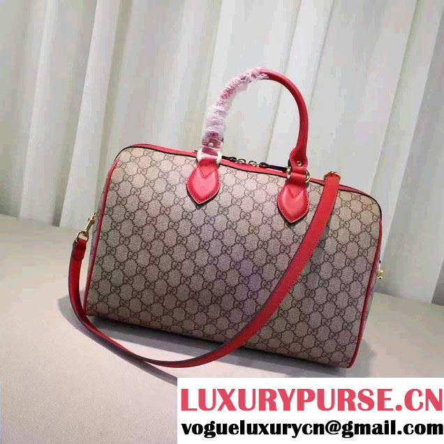 Gucci Top Handle Medium Boston Bag 409527 Embroidered Heart Snake Flower 2016