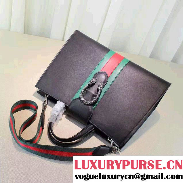 Gucci Dionysus Leather Top Handle Large Bag 444167 Black 2016