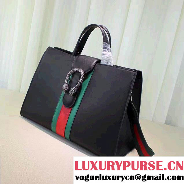 Gucci Dionysus Leather Top Handle Large Bag 444167 Black 2016