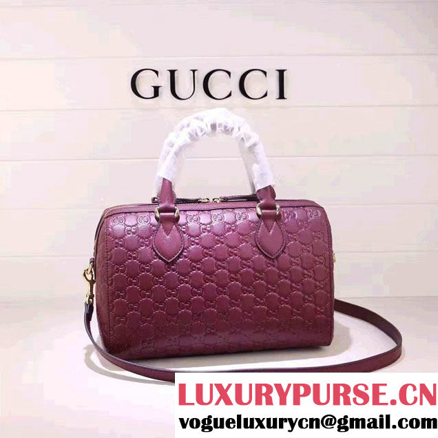 Gucci Soft Signature Top Handle Small Boston Bag 409529 Purple 2016