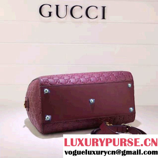 Gucci Soft Signature Top Handle Small Boston Bag 409529 Purple 2016