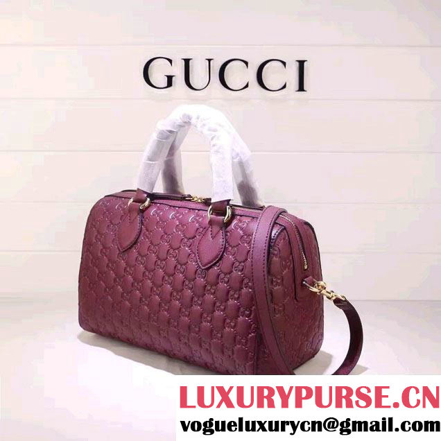Gucci Soft Signature Top Handle Small Boston Bag 409529 Purple 2016