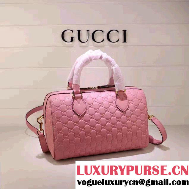 Gucci Soft Signature Top Handle Small Boston Bag 409529 Pink 2016