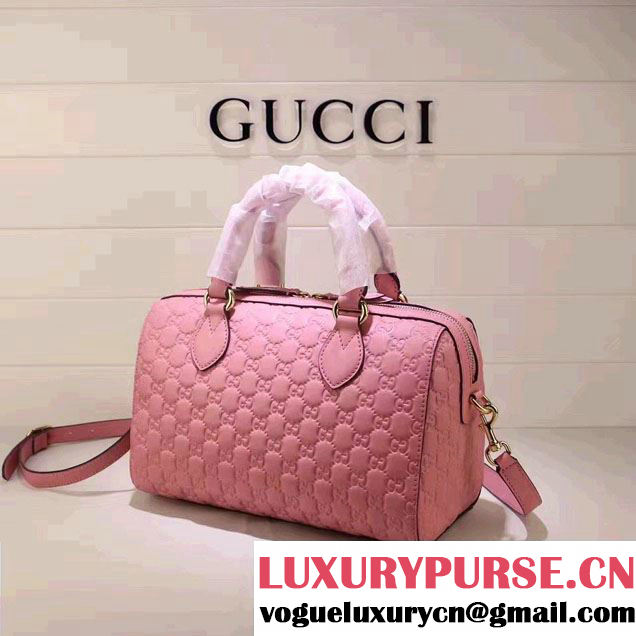 Gucci Soft Signature Top Handle Small Boston Bag 409529 Pink 2016