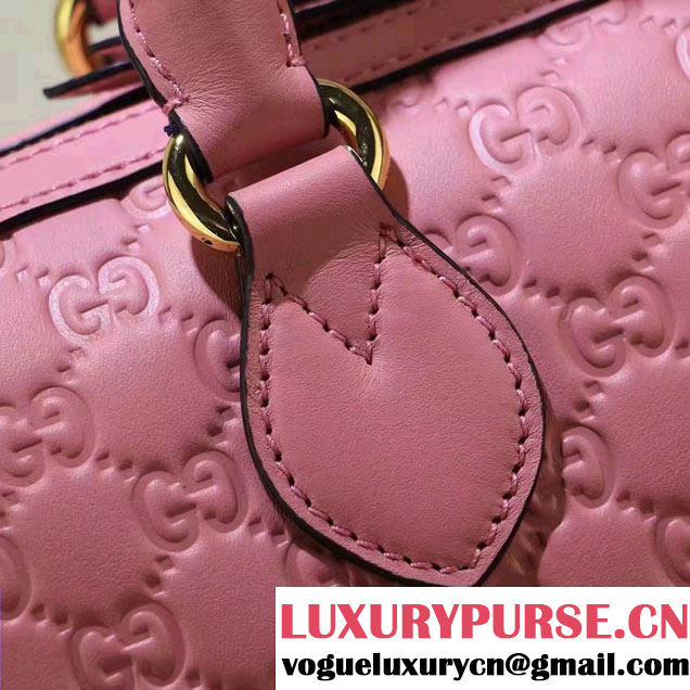 Gucci Soft Signature Top Handle Small Boston Bag 409529 Pink 2016