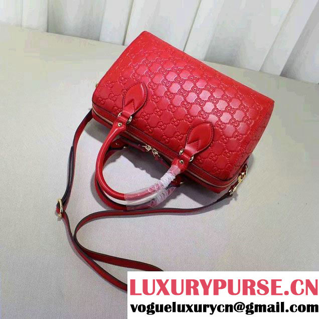 Gucci Soft Signature Top Handle Small Boston Bag 409529 Red 2016