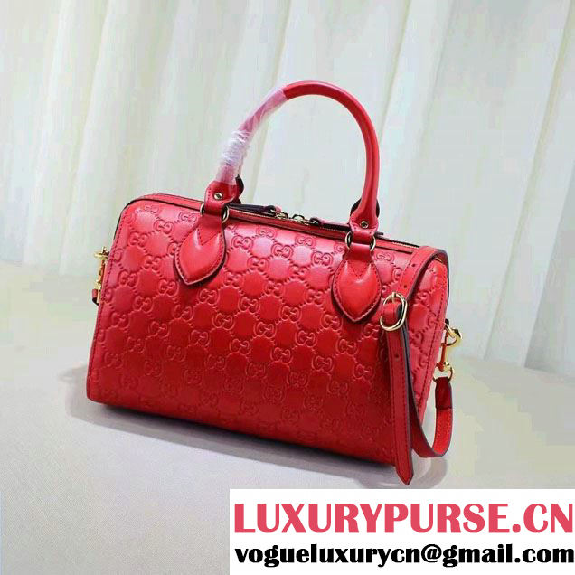 Gucci Soft Signature Top Handle Small Boston Bag 409529 Red 2016