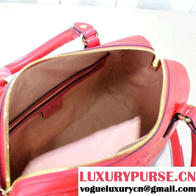 Gucci Soft Signature Top Handle Small Boston Bag 409529 Red 2016
