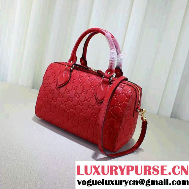Gucci Soft Signature Top Handle Small Boston Bag 409529 Red 2016