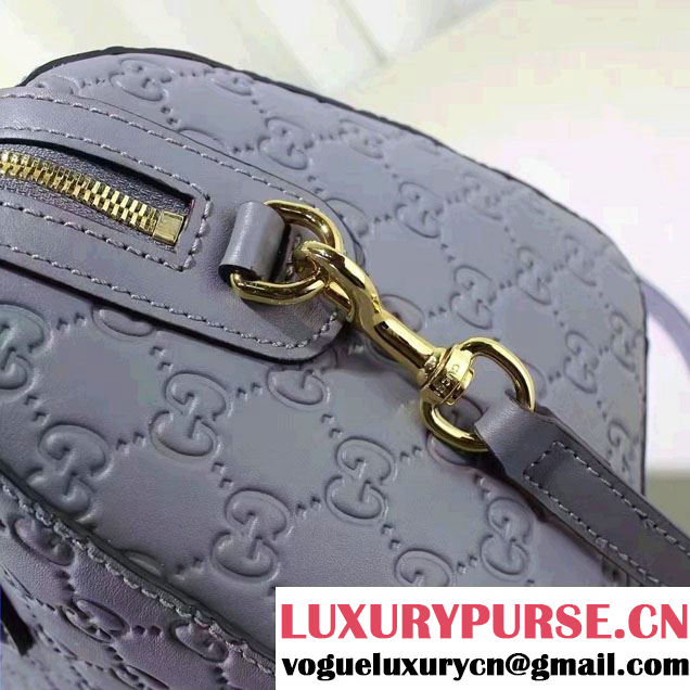 Gucci Soft Signature Top Handle Small Boston Bag 409529 Gray Blue 2016
