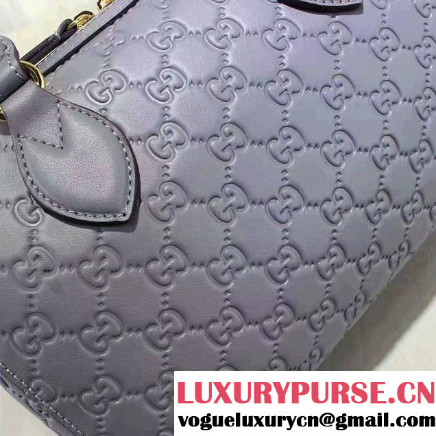 Gucci Soft Signature Top Handle Small Boston Bag 409529 Gray Blue 2016