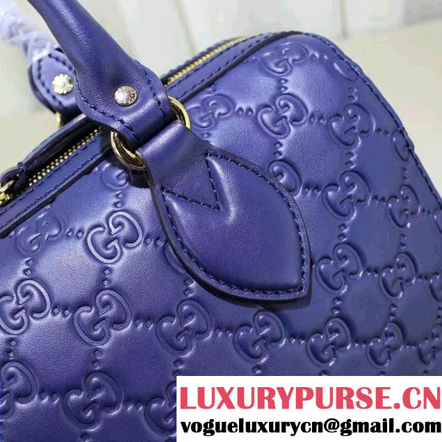 Gucci Soft Signature Top Handle Small Boston Bag 409529 Blue 2016