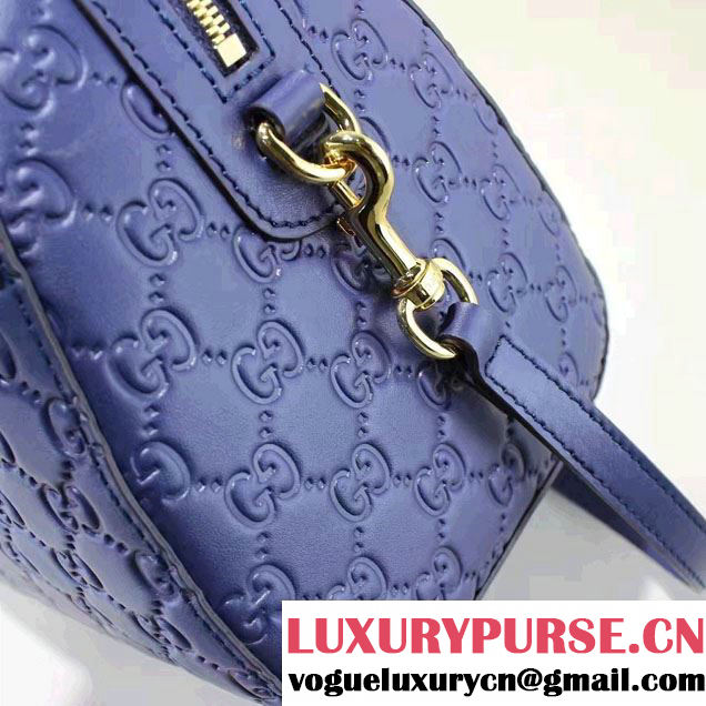 Gucci Soft Signature Top Handle Small Boston Bag 409529 Blue 2016