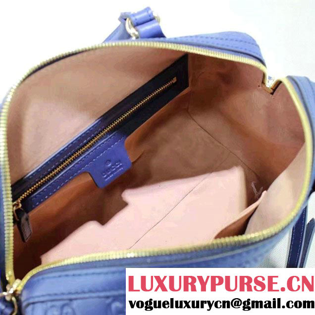 Gucci Soft Signature Top Handle Small Boston Bag 409529 Blue 2016