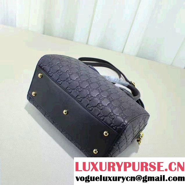 Gucci Soft Signature Top Handle Small Boston Bag 409529 Black 2016