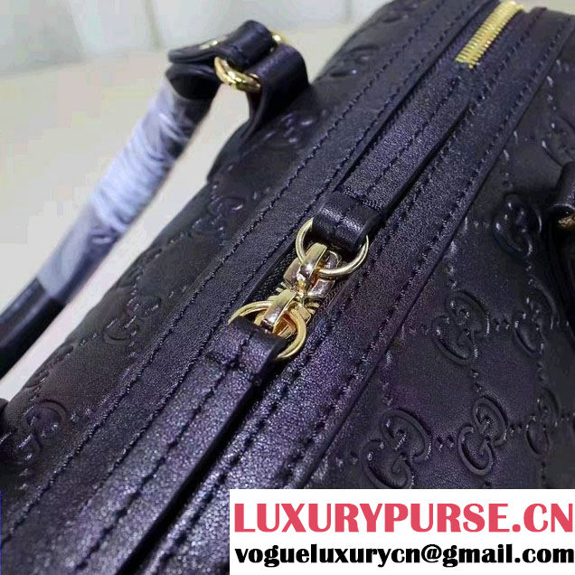 Gucci Soft Signature Top Handle Small Boston Bag 409529 Black 2016