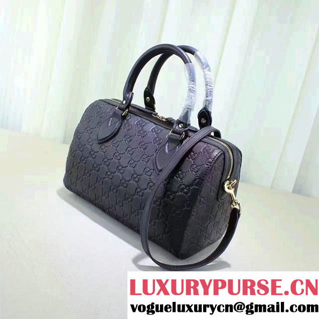 Gucci Soft Signature Top Handle Small Boston Bag 409529 Black 2016
