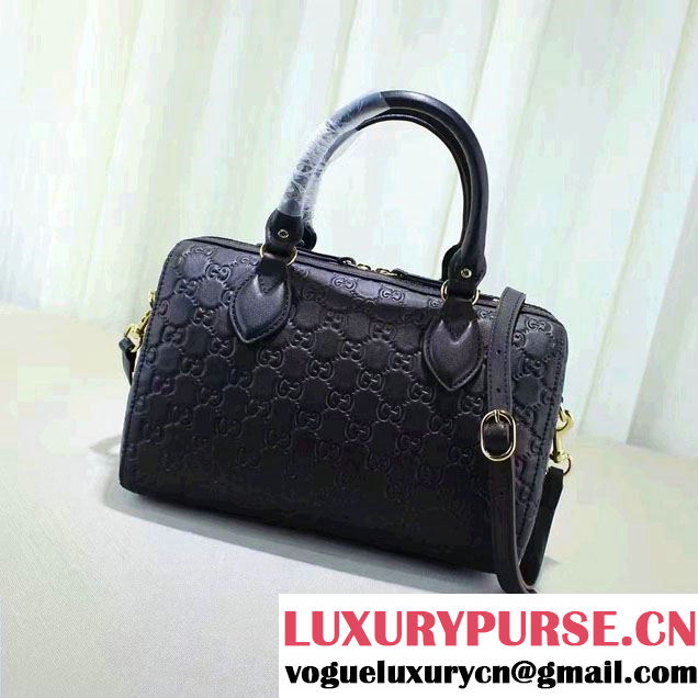 Gucci Soft Signature Top Handle Small Boston Bag 409529 Black 2016