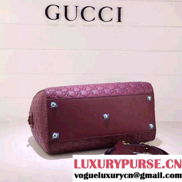 Gucci Soft Signature Top Handle Medium Boston Bag 453573 Purple 2016