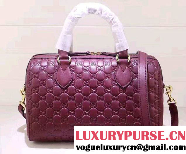 Gucci Soft Signature Top Handle Medium Boston Bag 453573 Purple 2016