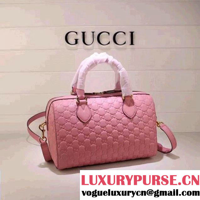 Gucci Soft Signature Top Handle Medium Boston Bag 453573 Pink 2016