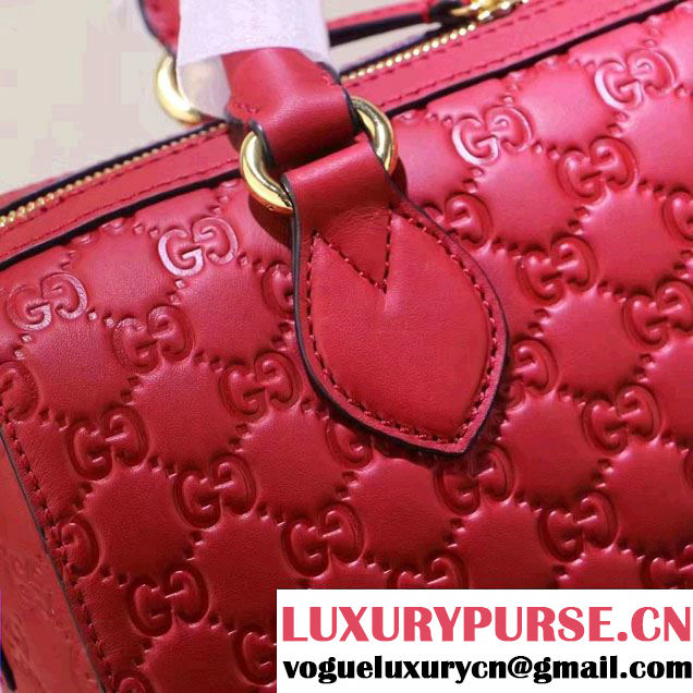 Gucci Soft Signature Top Handle Medium Boston Bag 453573 Red 2016