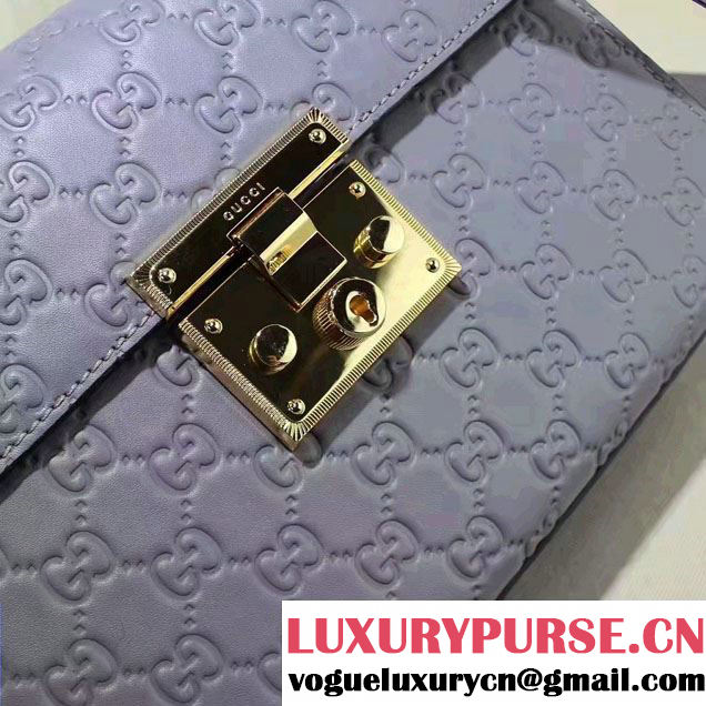 Gucci Padlock Signature Top Handle Small Bag 453188 Gray Blue 2016