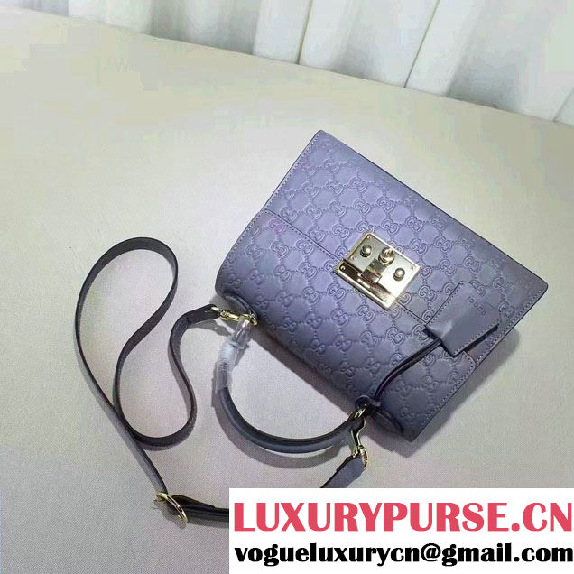 Gucci Padlock Signature Top Handle Small Bag 453188 Gray Blue 2016