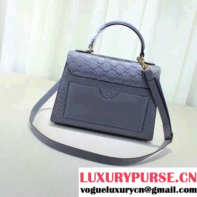 Gucci Padlock Signature Top Handle Small Bag 453188 Gray Blue 2016