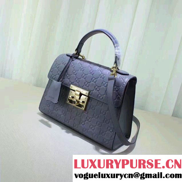 Gucci Padlock Signature Top Handle Small Bag 453188 Gray Blue 2016