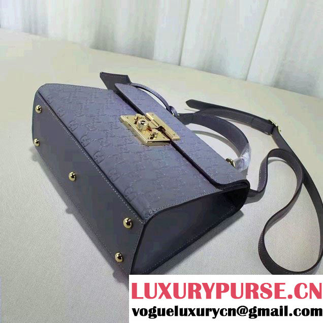 Gucci Padlock Signature Top Handle Small Bag 453188 Gray Blue 2016