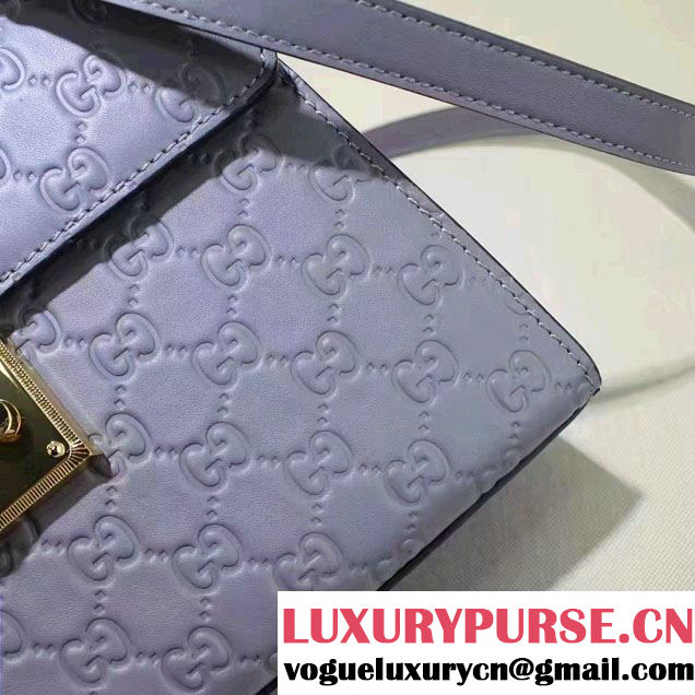 Gucci Padlock Signature Top Handle Small Bag 453188 Gray Blue 2016