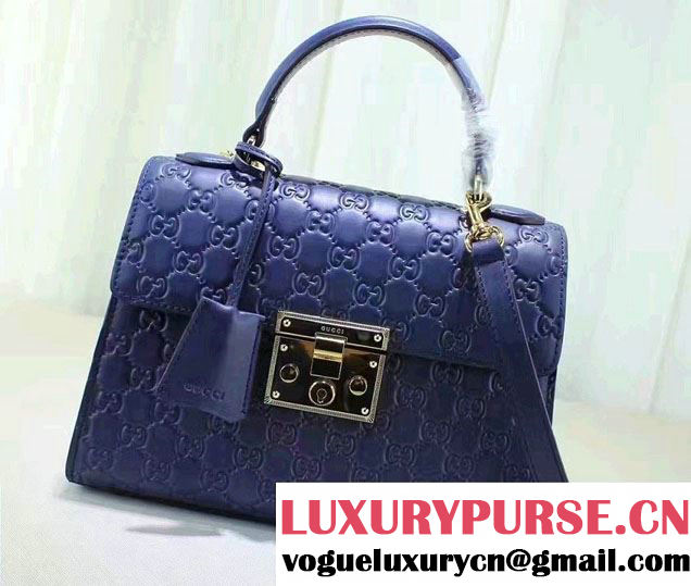 Gucci Padlock Signature Top Handle Small Bag 453188 Blue 2016