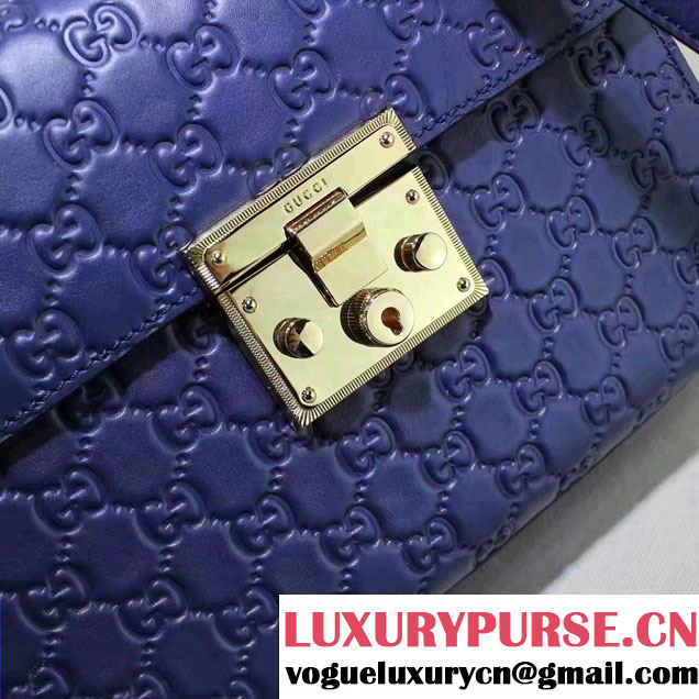 Gucci Padlock Signature Top Handle Small Bag 453188 Blue 2016