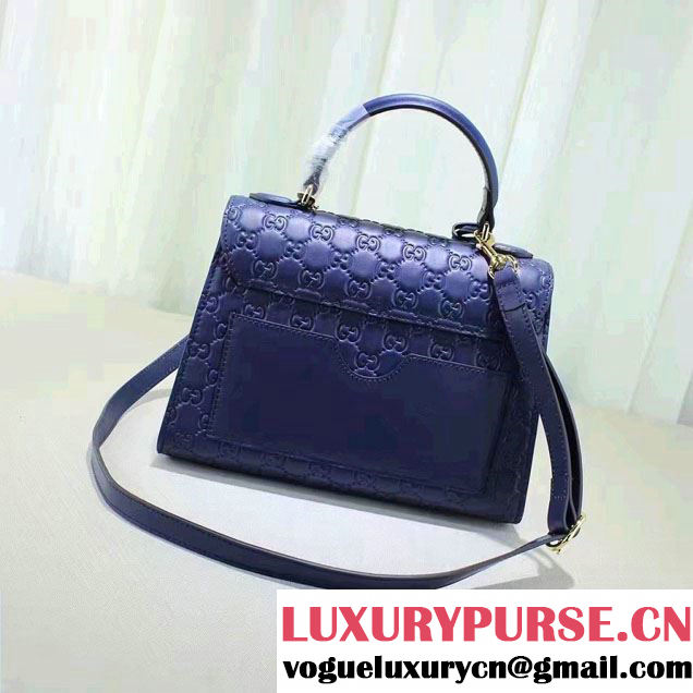 Gucci Padlock Signature Top Handle Small Bag 453188 Blue 2016