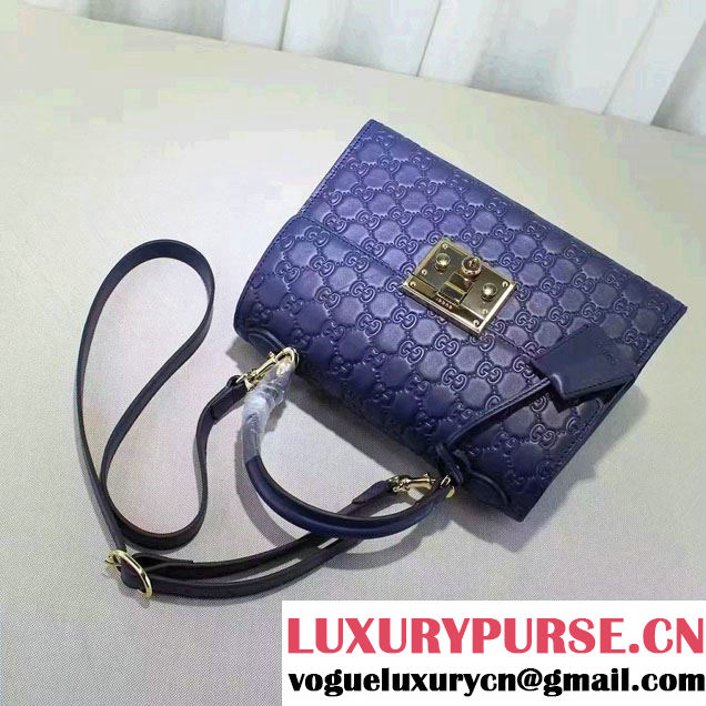 Gucci Padlock Signature Top Handle Small Bag 453188 Blue 2016