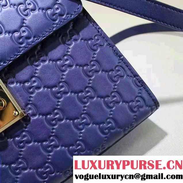 Gucci Padlock Signature Top Handle Small Bag 453188 Blue 2016