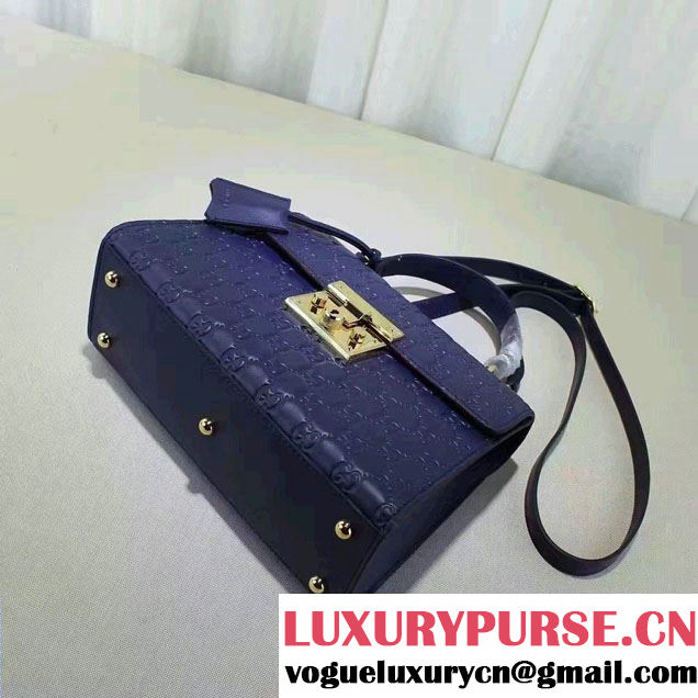 Gucci Padlock Signature Top Handle Small Bag 453188 Blue 2016