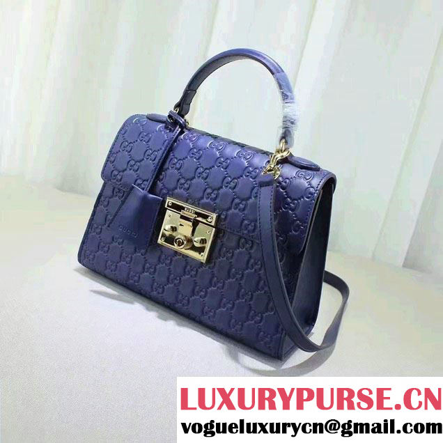 Gucci Padlock Signature Top Handle Small Bag 453188 Blue 2016